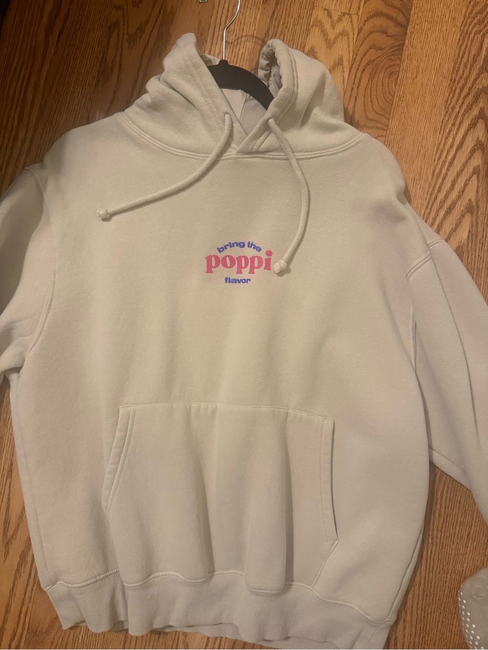 Target Cream Hoodie with Pink & Purple 'poppi' Logo